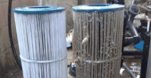 before and after of pool filter cleaning