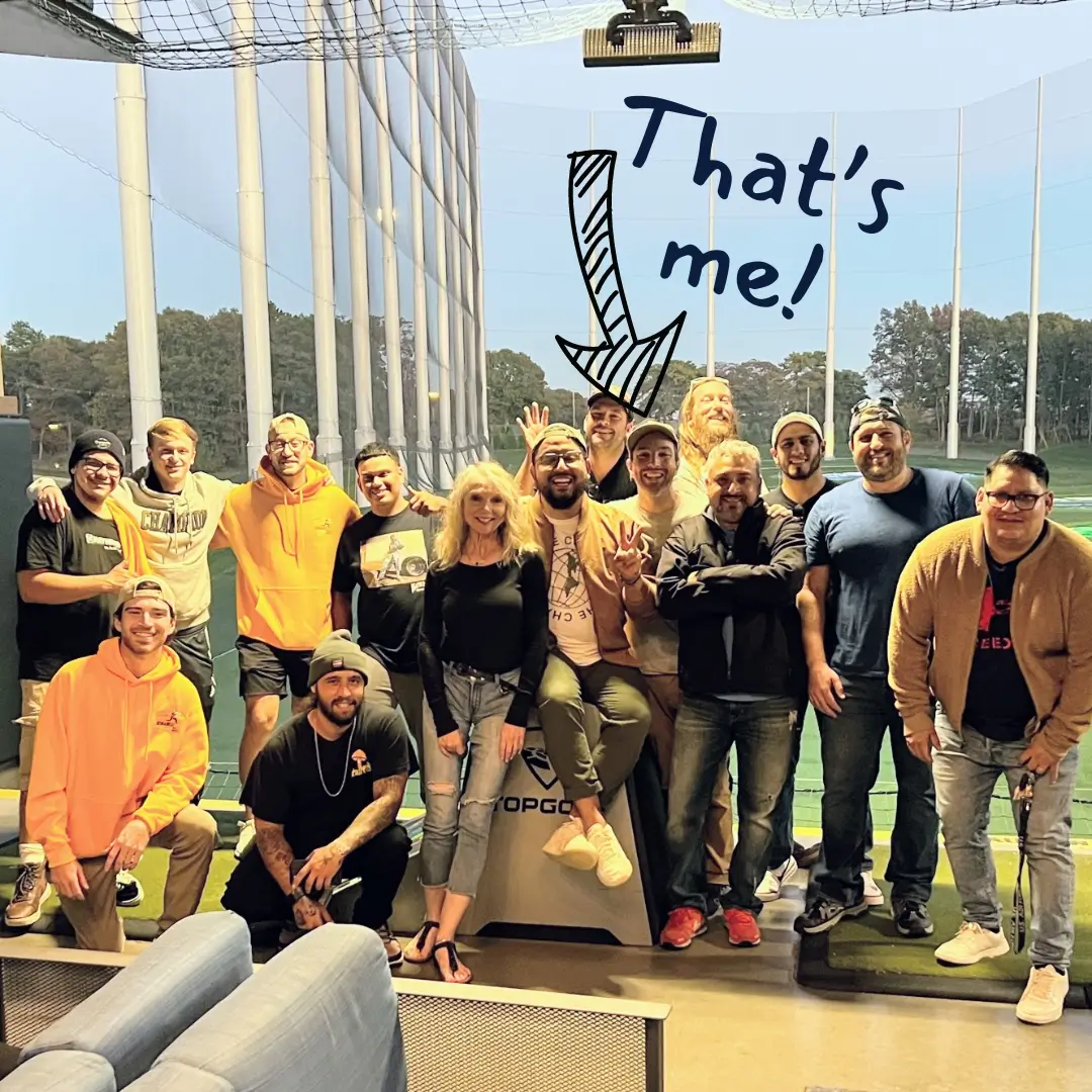 The whole Romanelli team together at a team night out