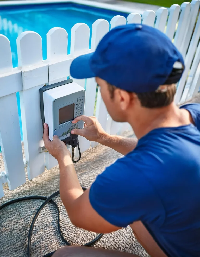 Pool Tech Installing Panel On Fence (1)