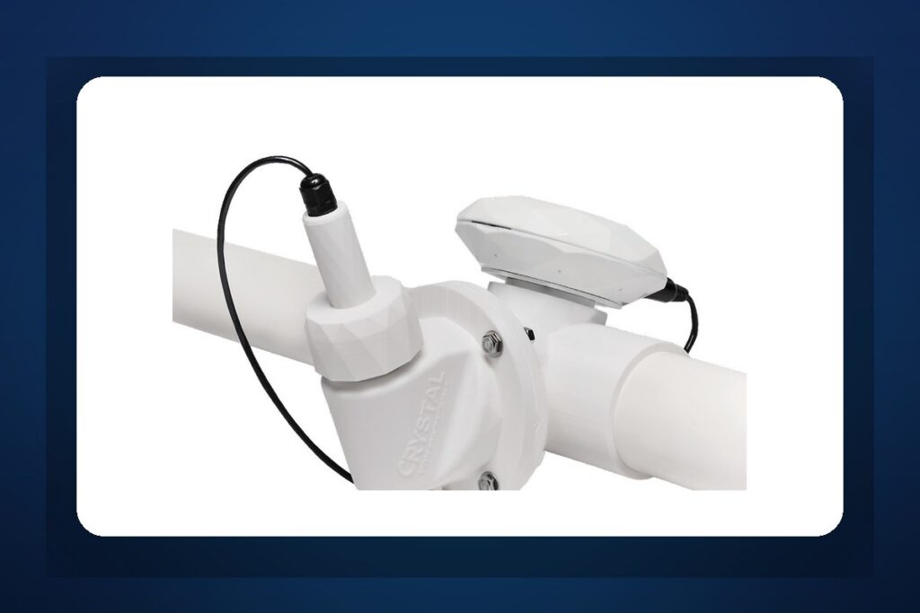 Crystal Water Monitor installed inline at a pool equipment pad