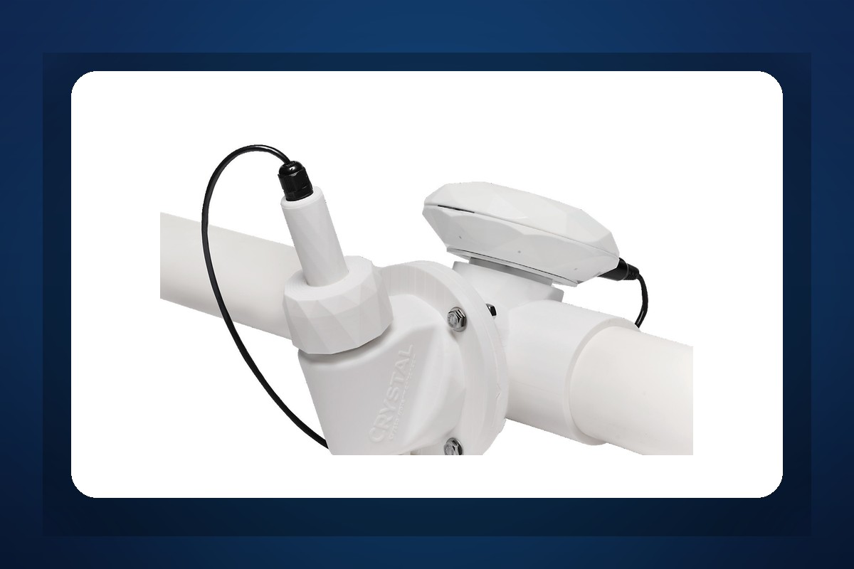 Crystal Water Monitor installed inline at a pool equipment pad