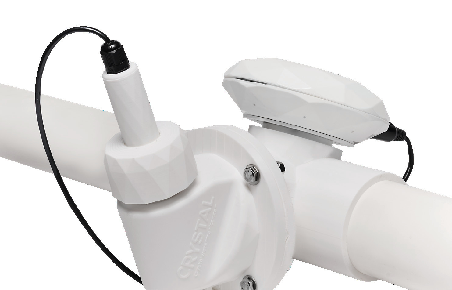 Crystal Water Monitor installed inline at a pool equipment pad