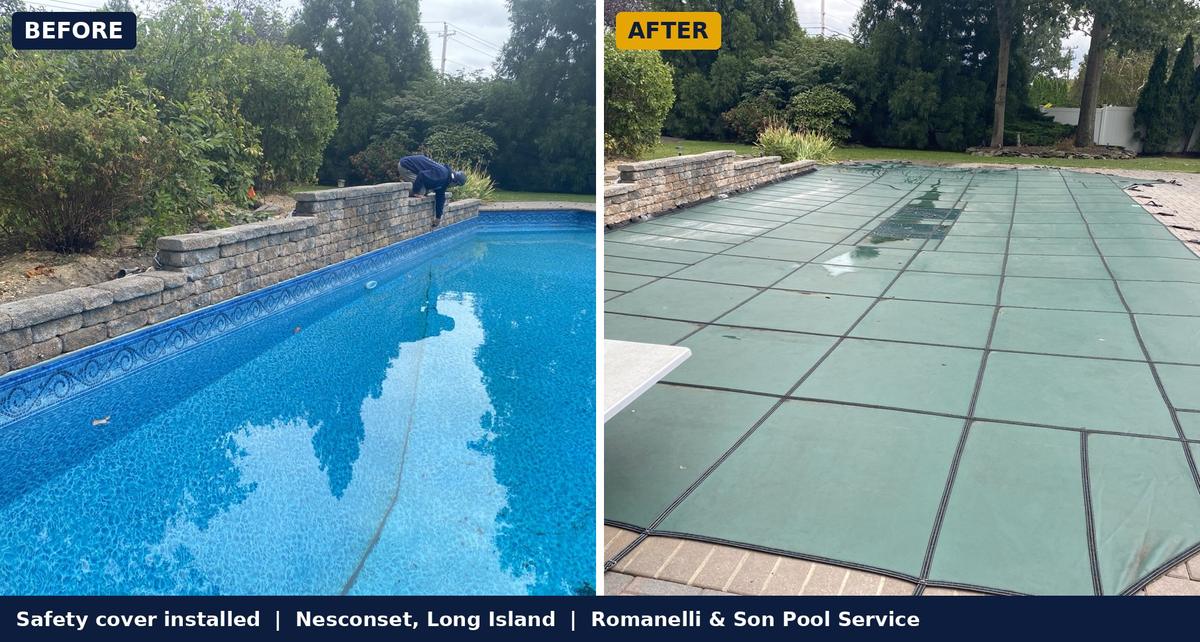 Pool in Nesconset before and after a Loop-Loc safety cover install